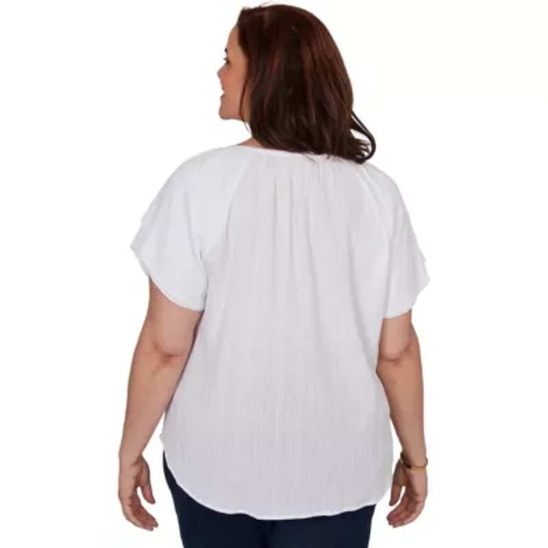 SOLID WOVEN CRINKLE FLUTTER SLEEVE TOP