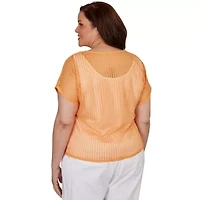 SOLID TEXTURED KNIT T SLEEVE TOP