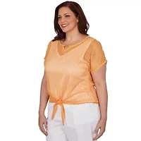 SOLID TEXTURED KNIT T SLEEVE TOP