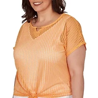 SOLID TEXTURED KNIT T SLEEVE TOP