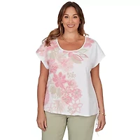 PRINTED STRETCH JERSEY T SLEEVE TOP WITH SIDE STRAP