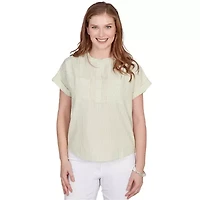 SHORT SLEEVE VERTICAL STRIPE STAND COLLAR POPOVER
