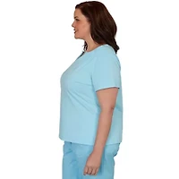 SOLID SHORT SLEEVE SMOCKED SHOULDER TOP