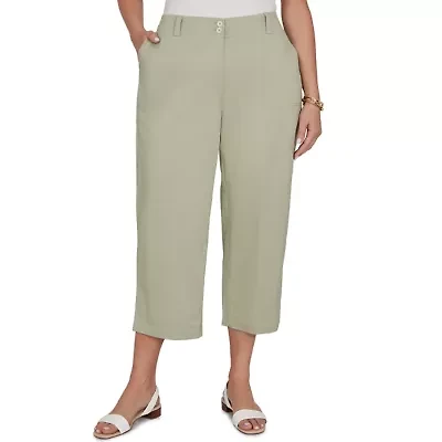 SOLID FINE TWILL FRONT POCKET CROPPED PANT