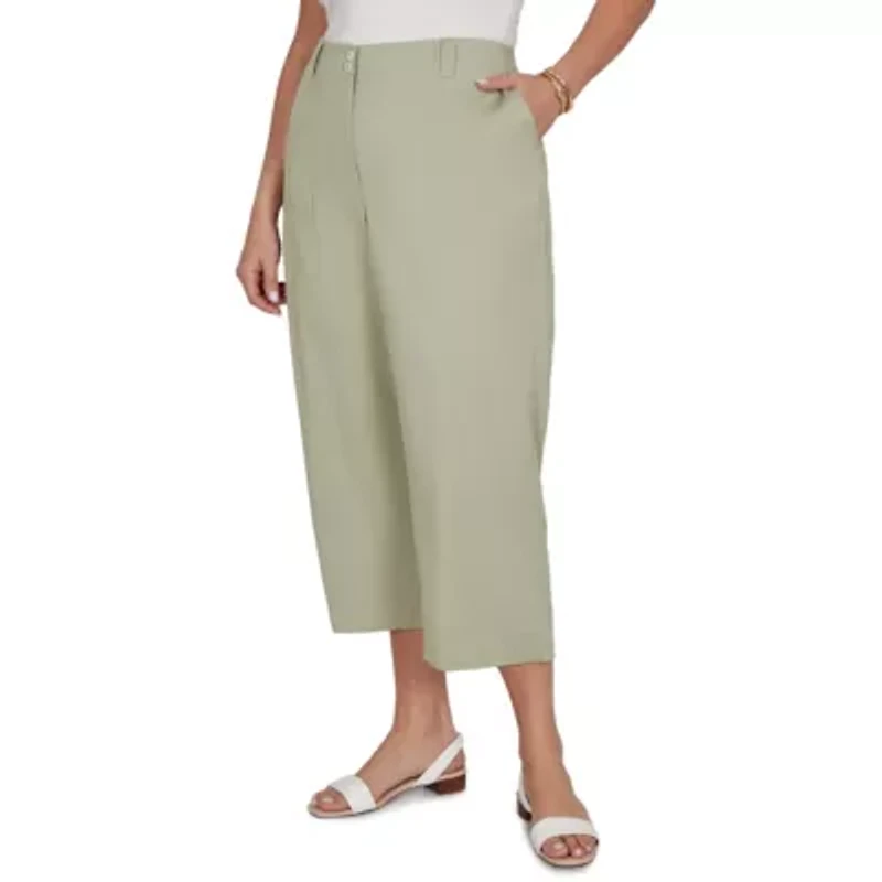 SOLID FINE TWILL FRONT POCKET CROPPED PANT