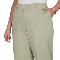SOLID FINE TWILL FRONT POCKET CROPPED PANT