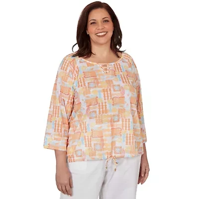 PRINTED SLUB BLOUSON WITH 3/4 SLEEVES