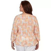 PRINTED SLUB BLOUSON WITH 3/4 SLEEVES