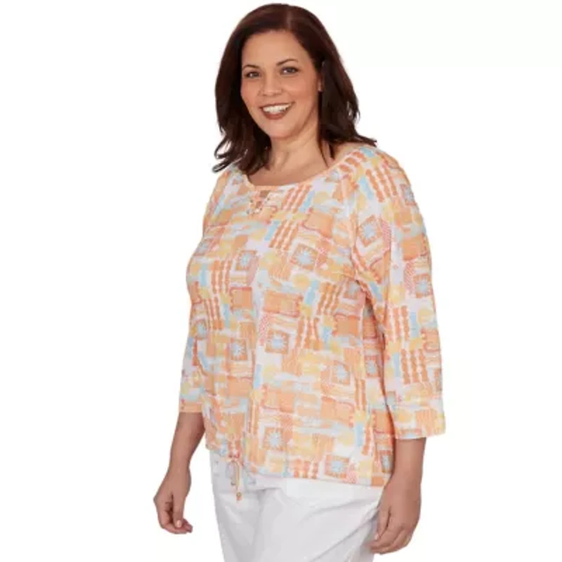 PRINTED SLUB BLOUSON WITH 3/4 SLEEVES