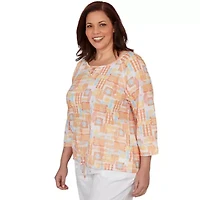 PRINTED SLUB BLOUSON WITH 3/4 SLEEVES