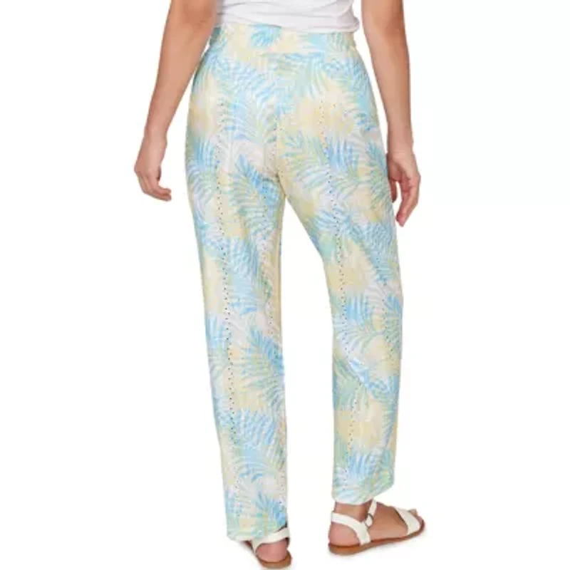 PRINTED EYELET GAUZE PULL ON PANT