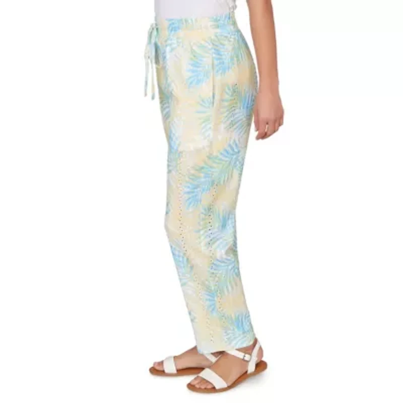 PRINTED EYELET GAUZE PULL ON PANT