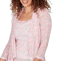 PRINTED MESH 3/4 SLEEVE CASCADE CARDIGAN