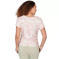 PRINTED CRINKLE T SLEEVE TIE FRONT TOP