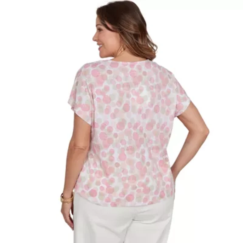 PRINTED CRINKLE T SLEEVE TIE FRONT TOP