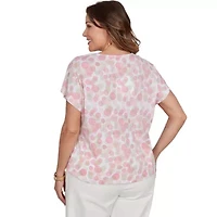 PRINTED CRINKLE T SLEEVE TIE FRONT TOP