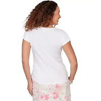 PRINTED STRETCH JERSEY T SLEEVE TOP WITH SIDE STRAP