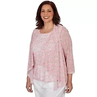PRINTED MESH 3/4 SLEEVE CASCADE CARDIGAN