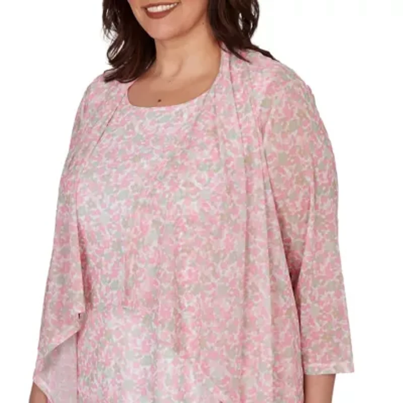 PRINTED MESH 3/4 SLEEVE CASCADE CARDIGAN