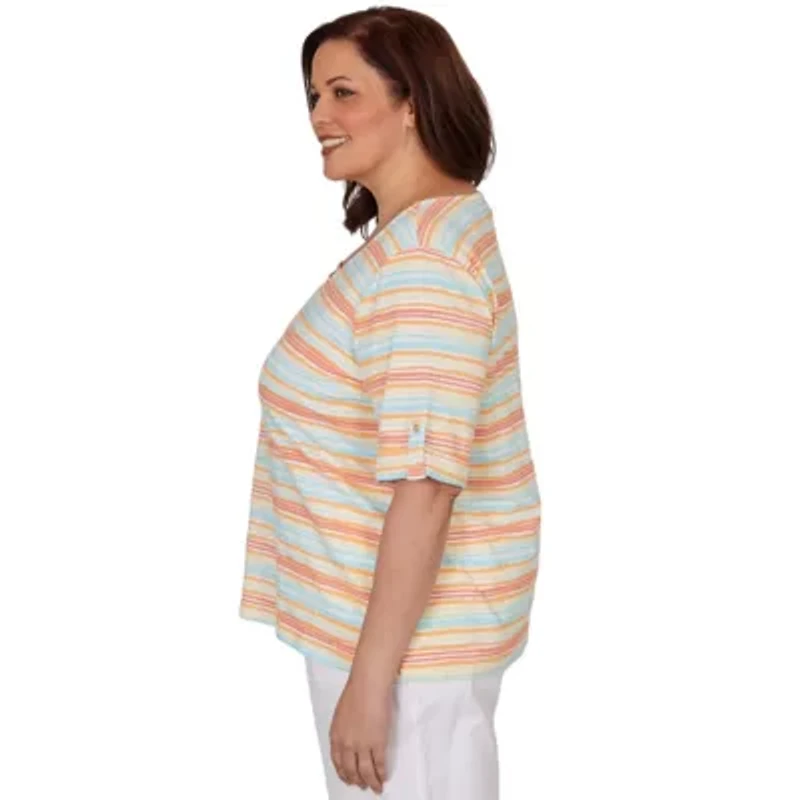 PRINTED EMBELLISHED STRETCH V-NECK TOP
