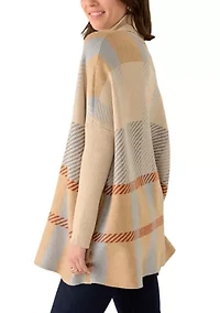 Women's Printed Poncho Turtleneck Sweater