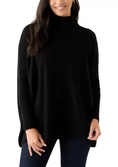 Women's Long Sleeve Turtleneck Poncho