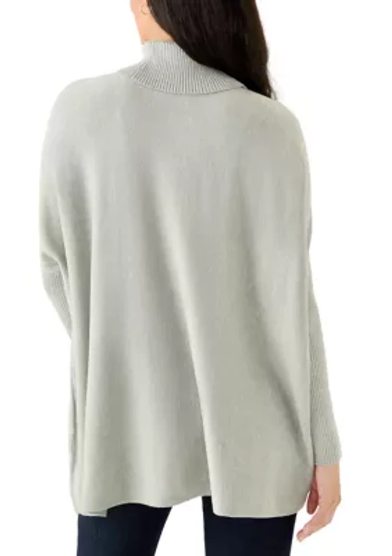 Women's Long Sleeve Turtleneck Poncho