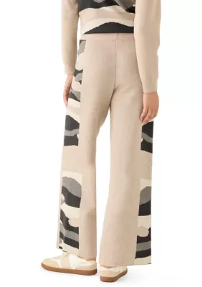 Women's Wide Leg Printed Sweater Pants
