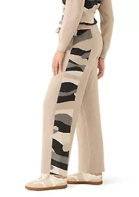 Women's Wide Leg Printed Sweater Pants