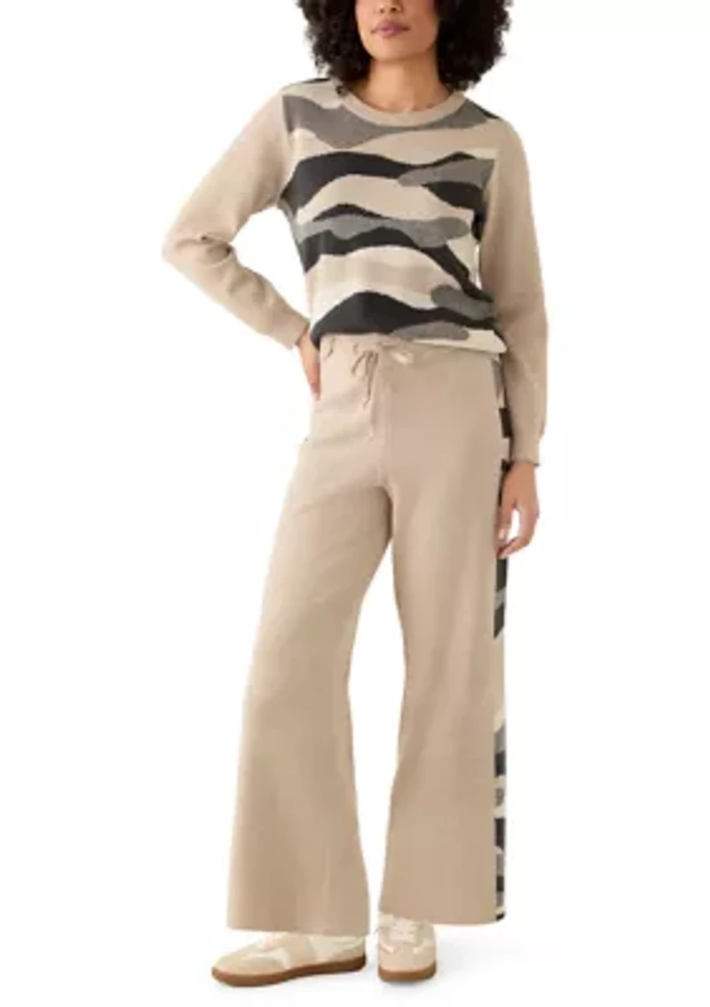 Women's Wide Leg Printed Sweater Pants
