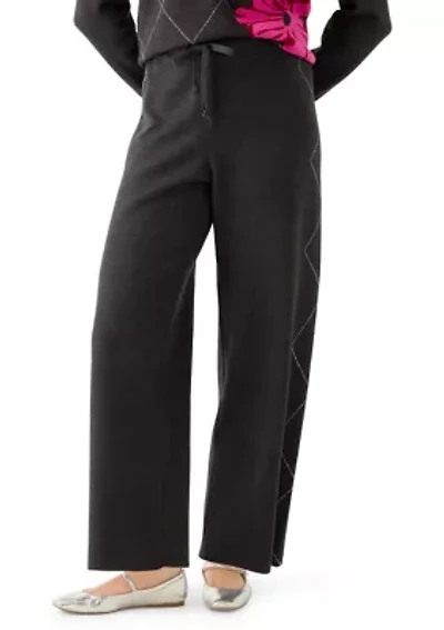 Women's Wide Leg Printed Sweater Pants