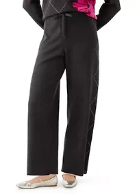 Women's Wide Leg Printed Sweater Pants