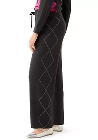 Women's Wide Leg Printed Sweater Pants