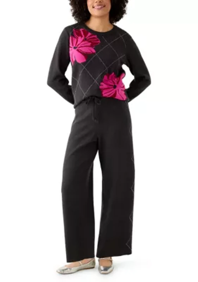 Women's Wide Leg Printed Sweater Pants