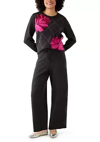 Women's Wide Leg Printed Sweater Pants