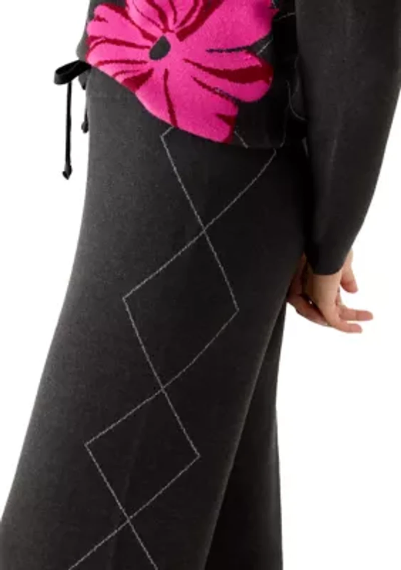 Women's Wide Leg Printed Sweater Pants