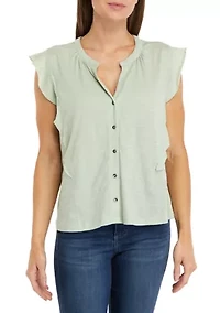 Women's Ruffle Button Down Top
