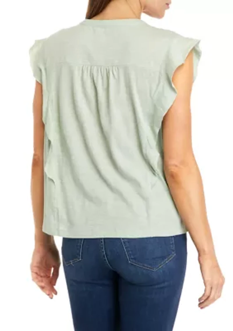 Women's Ruffle Button Down Top