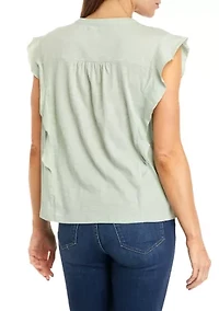 Women's Ruffle Button Down Top