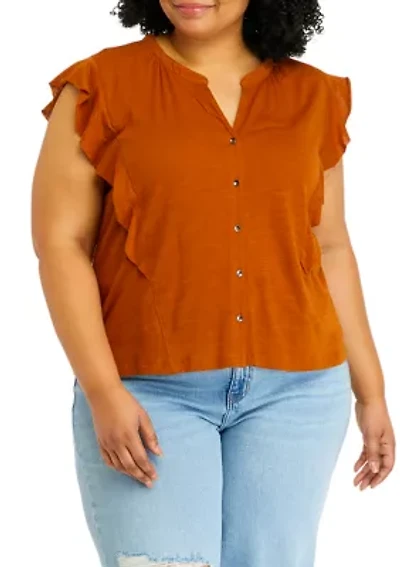 Plus Ruffle Sleeve Top