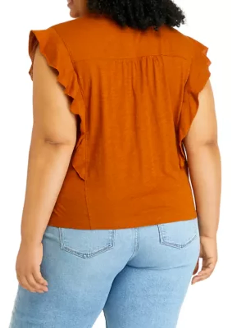 Plus Ruffle Sleeve Top