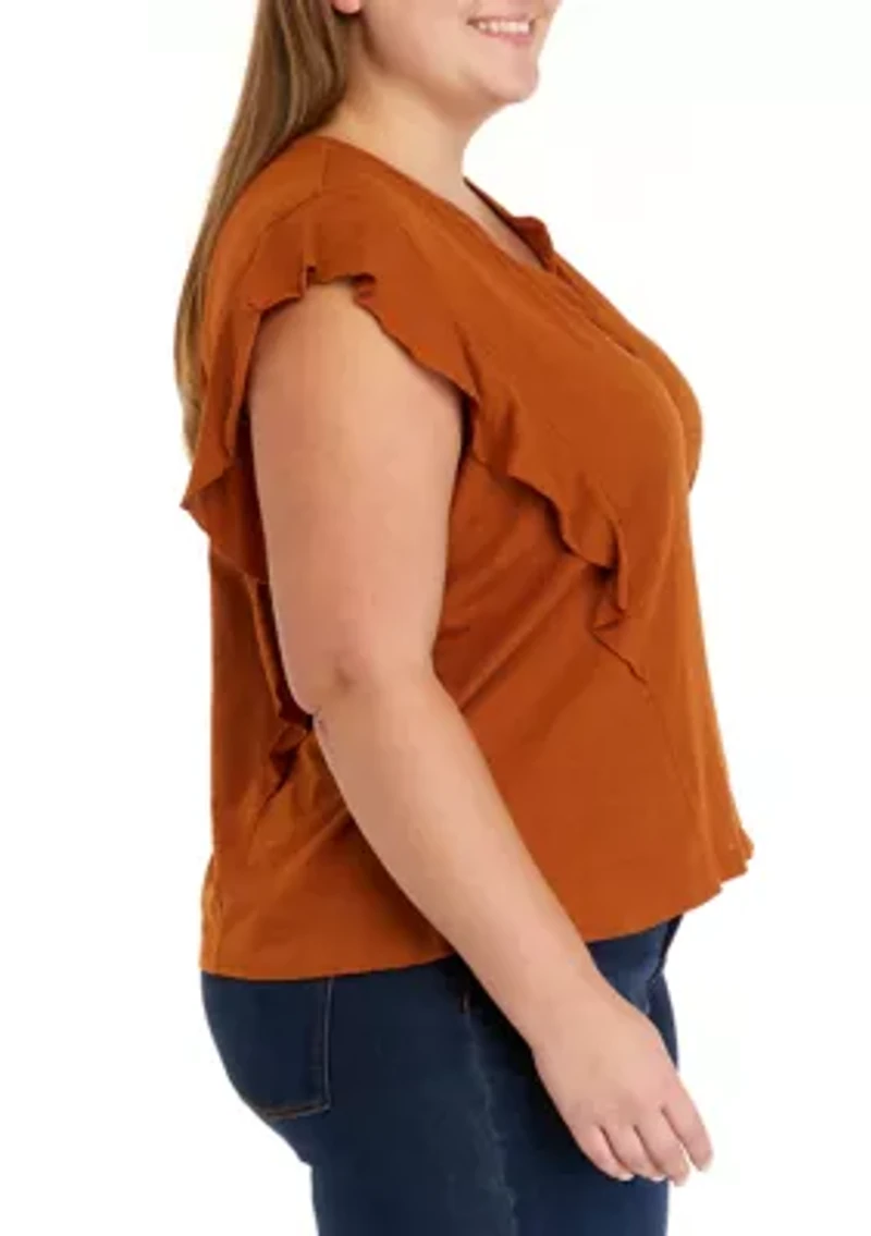 Plus Ruffle Sleeve Top