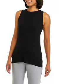 Women's Sleeveless Crew Neck Rib Tank Top