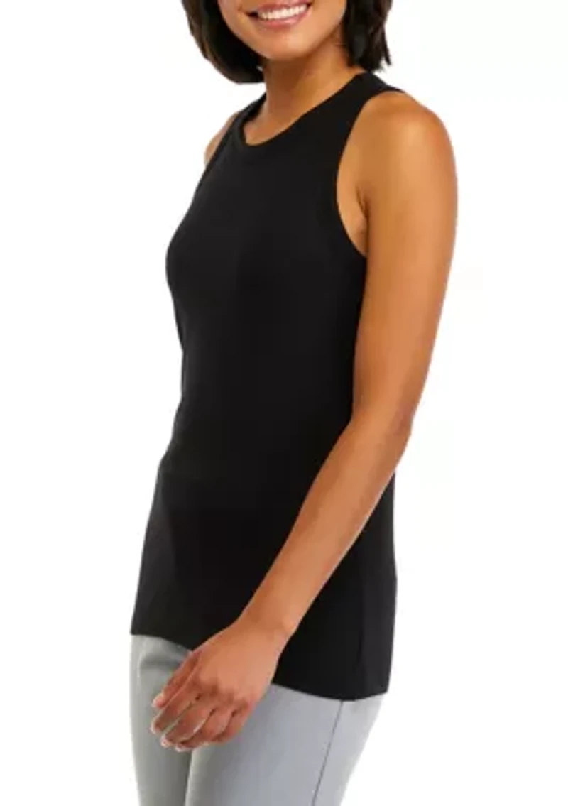 Women's Sleeveless Crew Neck Rib Tank Top