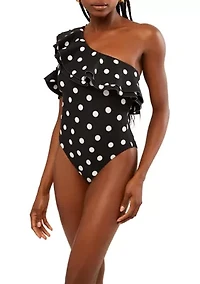 Ruffle Asymmetrical One Piece Swimsuit