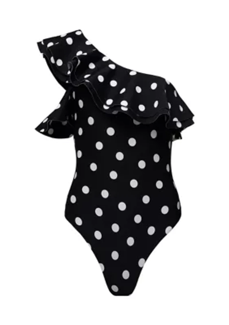 Ruffle Asymmetrical One Piece Swimsuit