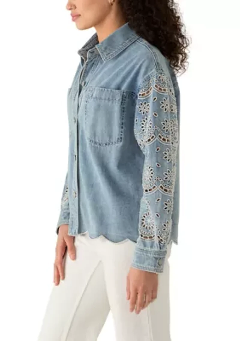 Women's Eyelet Denim Jacket