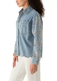 Women's Eyelet Denim Jacket