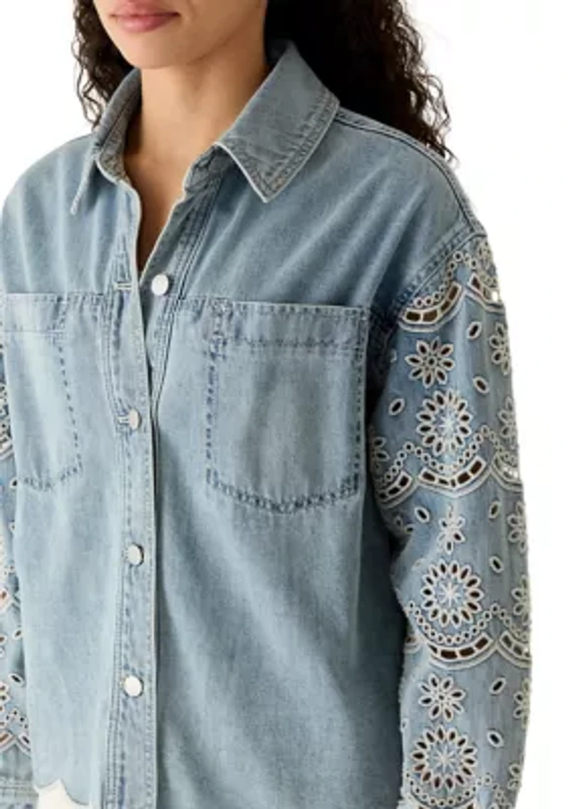 Women's Eyelet Denim Jacket