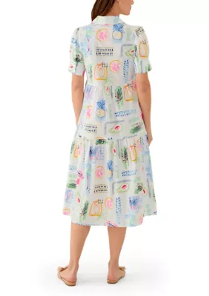 Women's Short Sleeve Printed Shirtdress